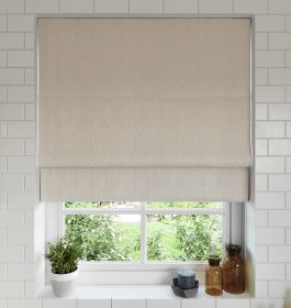 Our Speckle Dunmore Cream  Roman blind in the kitchen window.