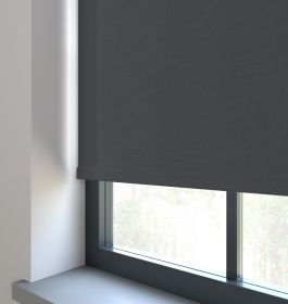 Our Amor Graphite Roller blinds in the bedroom window.