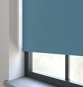 Our Amor Pastel Blue Roller blinds in the bedroom.
