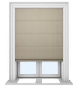 Our Rustic Weave Taupe Roman blind in a living room window.