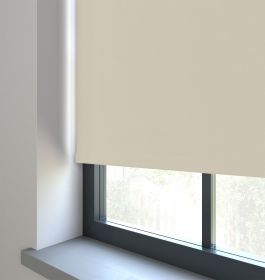 Our Amor Winterbloom Roller blind in a living room window.