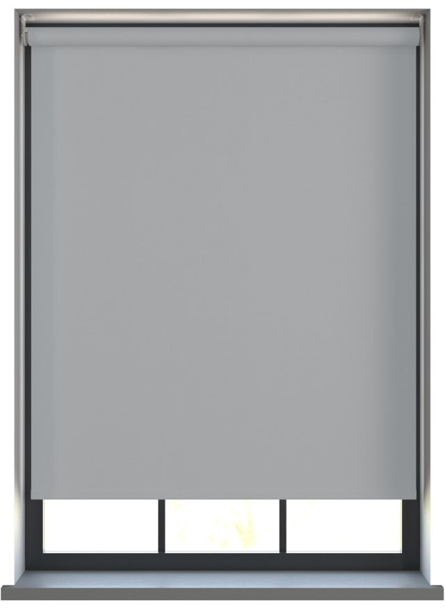 Our Amor Grey Mist Roller blind in the bedroom window.