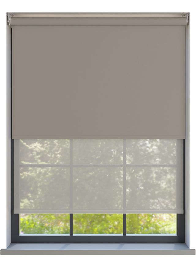 Bella Taupe Brown Mörkläggande &amp; Haze Soft Grey Dubbel Rullgardin