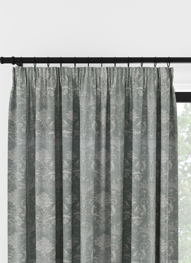 Laura Ashley Josette Vävd Grågrön Veckbandsgardin