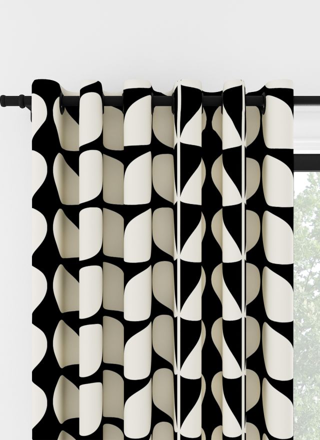 Orla Kiely Jumbo Solid Stem Svart Öljettgardin