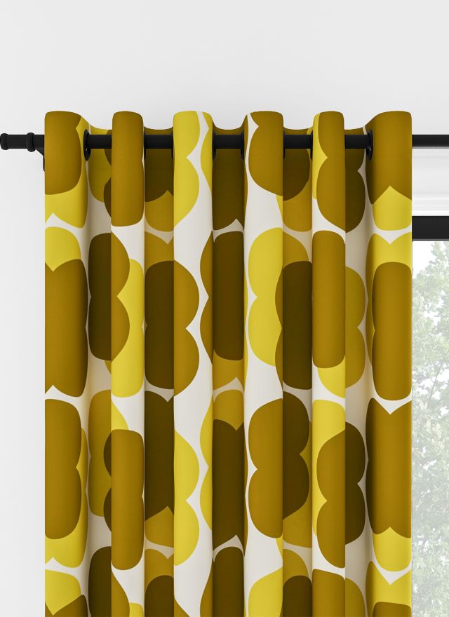 Orla Kiely Shadow Flower Gul &amp; Ockra Öljettgardin
