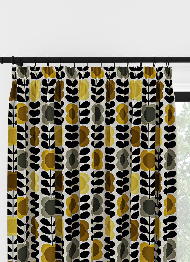 Orla Kiely Spot Flower Stem Gul &amp; Grå Veckbandsgardin