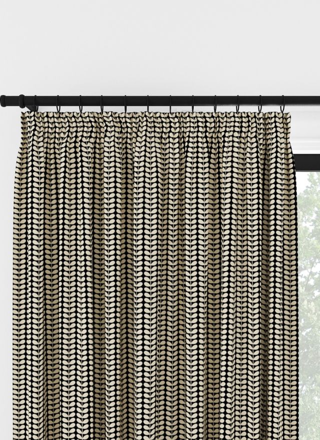 Orla Kiely Tiny Stem Svarta Veckbandsgardin