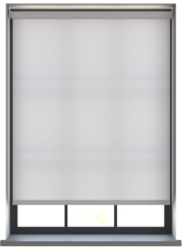 Our Burst Soft Grey Roller blind in a living room window.
