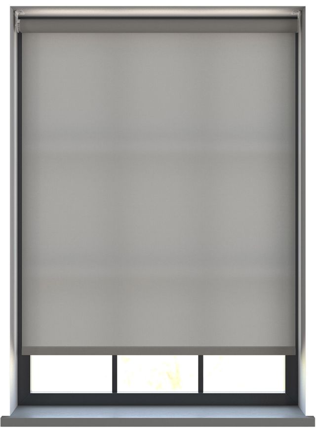 A dimout roller blind in a window