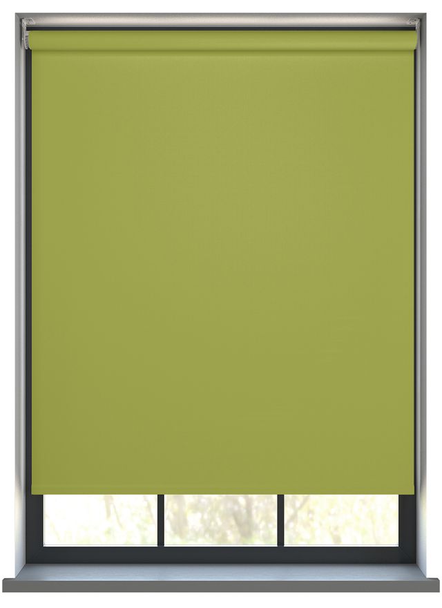 Our Gibson Granny Smith Roller blind in a kitchen window.