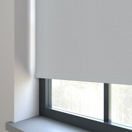 Our Amor Grey Mist Roller blind in the bedroom window.