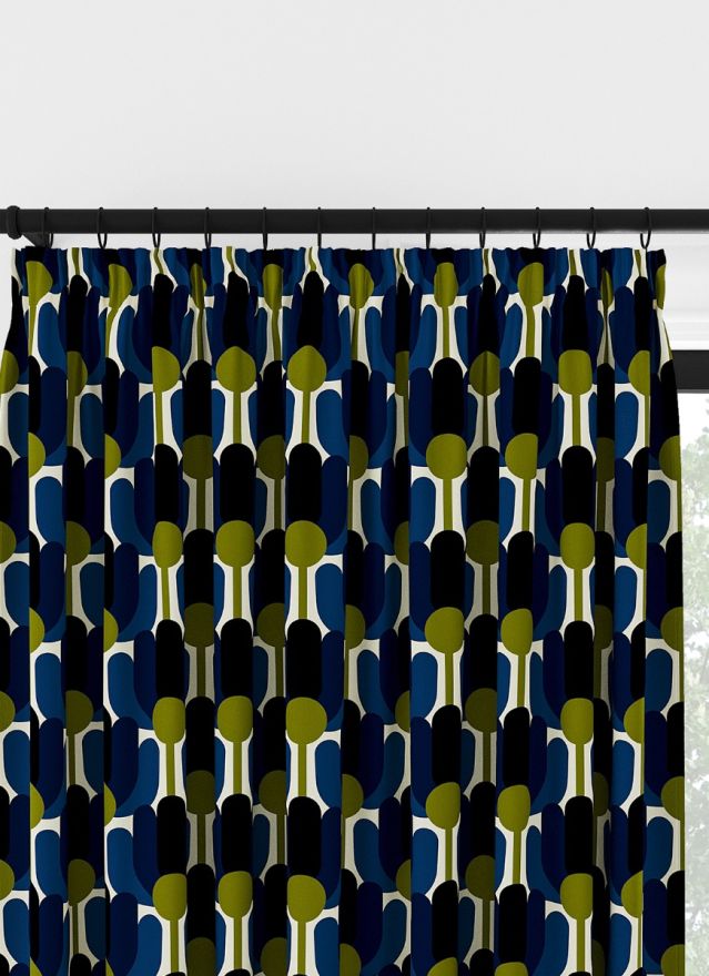 Orla Kiely Florida Mörkblå Val veckbandsgardin