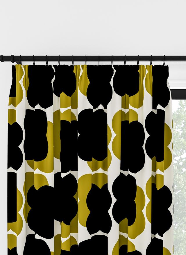 Orla Kiely Shadow Flower Sjögräs &amp; Mörkblå Veckbandsgardin