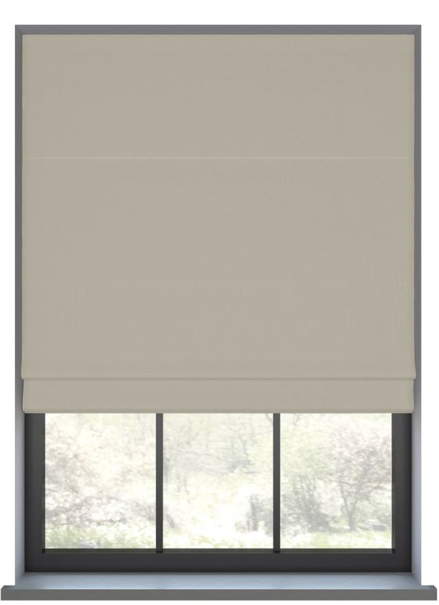 An image showing our Desert Sand roman blind in a bedroom window