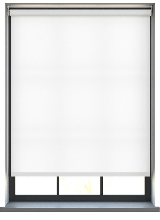 A dimout roller blind in a window