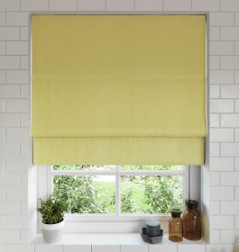 Our Speckle Sunflower Roman blind in the kitchen window.