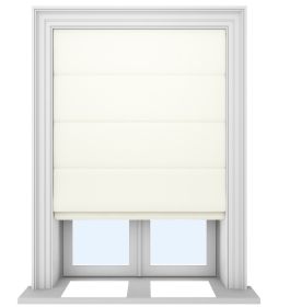 Prestige Silk Soft Cream front on view. Showing folds of the roman blind.